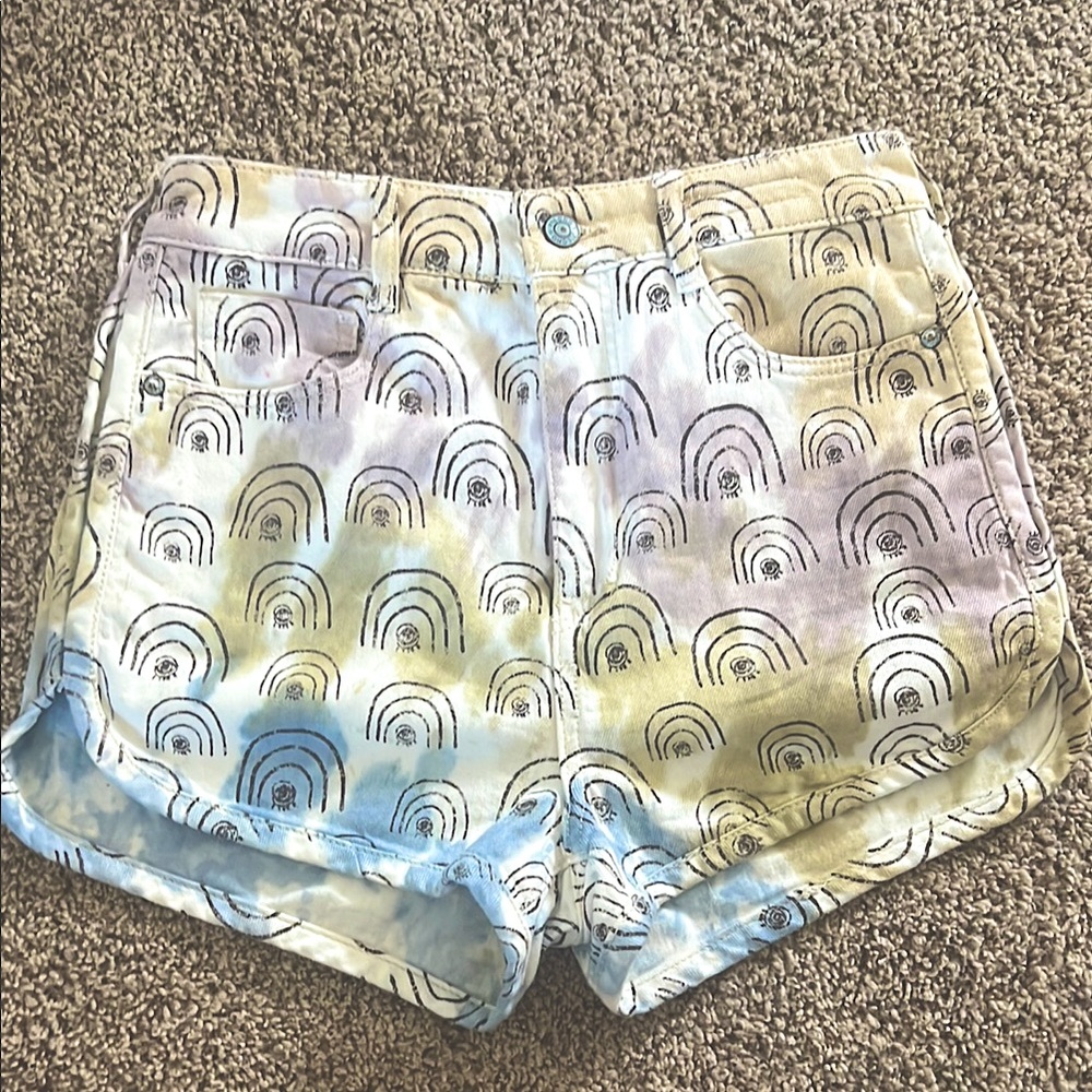 Anthropologie Pastel Rainbow High Waist Shorts
